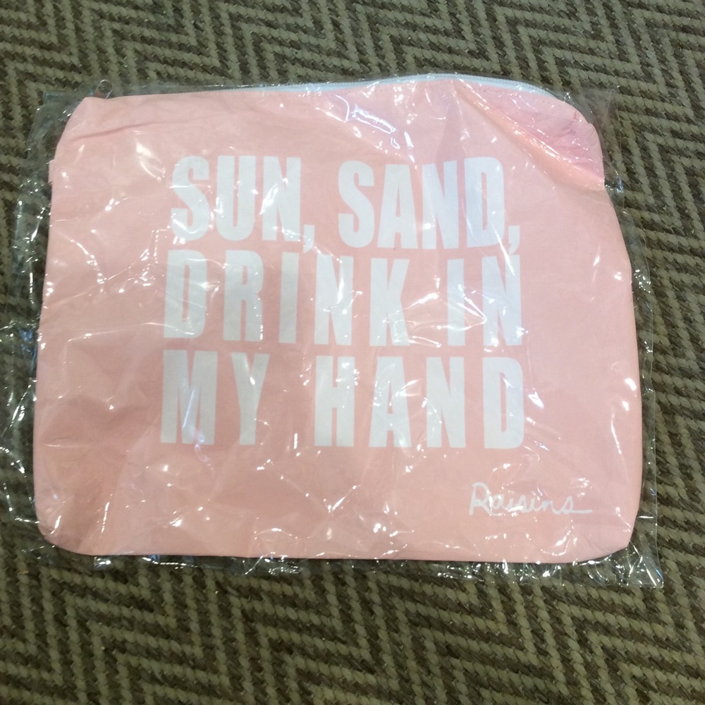 NEW Peach Beach Zip Bag SUN SAND DRINK IN MY HAND